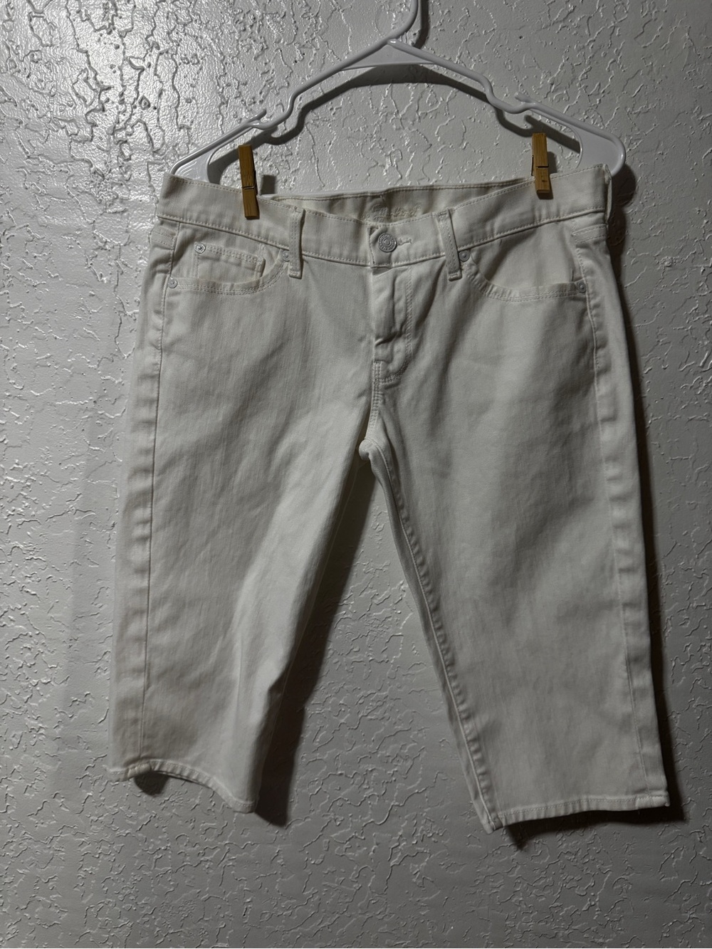 Seven 7 For All Mankind Cropped Straight Women's White Denim Capri